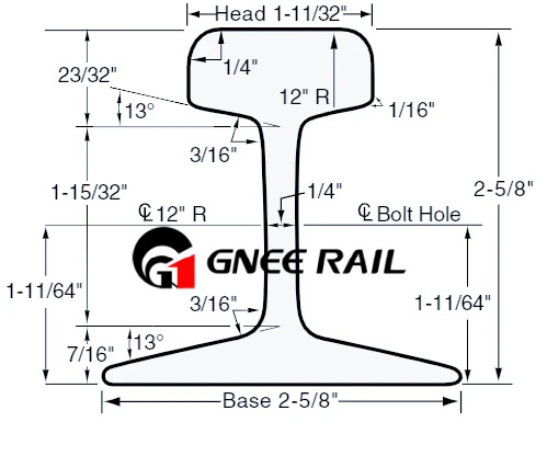 60LB. ASCE Rail Dimension